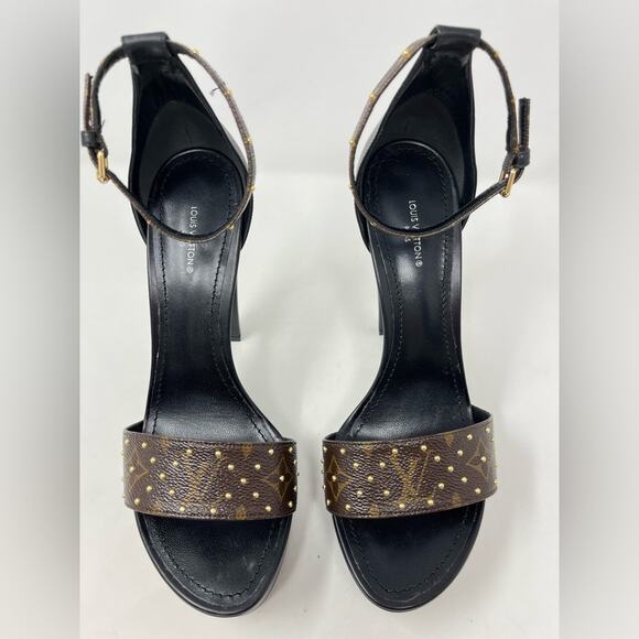 Louis Vuitton Afterglow LV Studded Monogram Platform Sandal High Heel size 40 EU - Picture 3 of 8